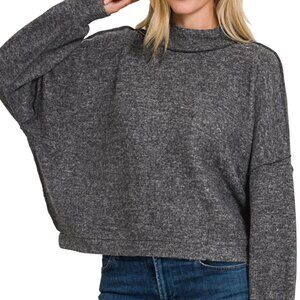 Zenana Brushed Melange Hacci Cropped Sweater
